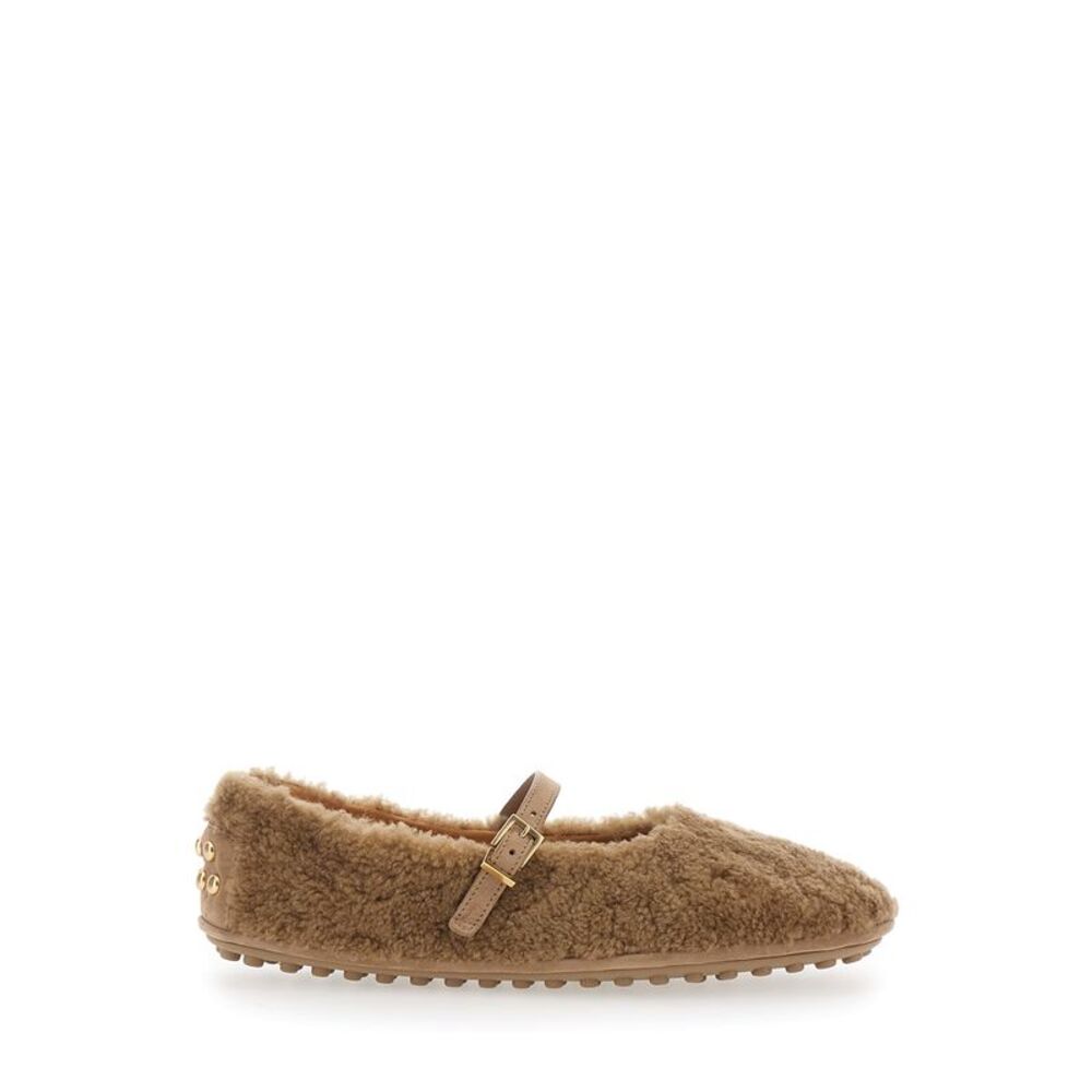 Tod's Women Ballet Shoes Beige With Fur Detail